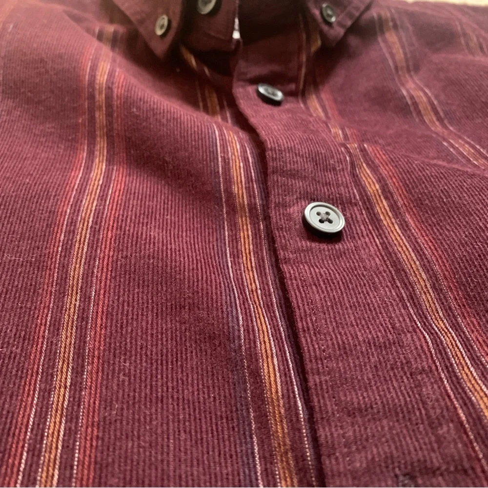 Two Corduroy Express Button-Down Shirts - Burgundy and Black - Picture 3 of 8